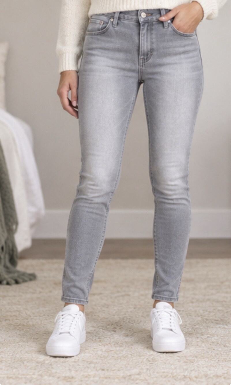 Gap Women’s Authentic Skinny Jeans Size 27 Gray Custom Mushroom Painted Pockets